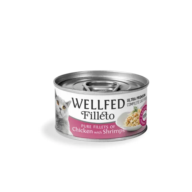 Wellfed Κονσέρβα Γάτας Φιλέτο Κοτόπουλο & Γαρίδες 70gr