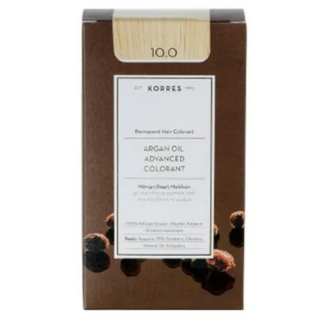 Korres Argan Oil Advanced Colorant Μόνιμη Βαφή Μαλλιών 10.0 Ξανθό Πλατίνας Φυσικό, 50ml 2