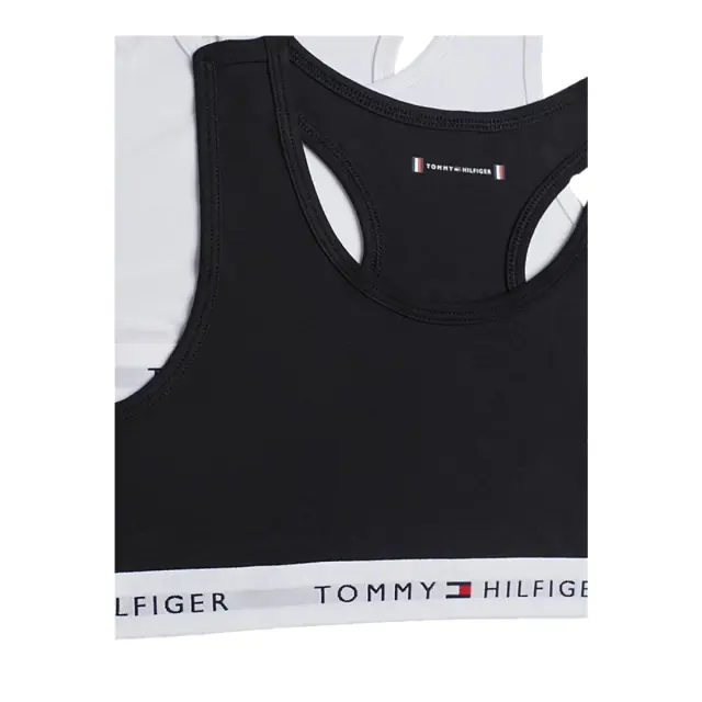 Tommy Hilfiger Παιδικό Μπουστάκι Κορίτσι Signature Racerback Unpadded - Διπλό Πακέτο, Χρώμα Λευκό-Μαύρο 3