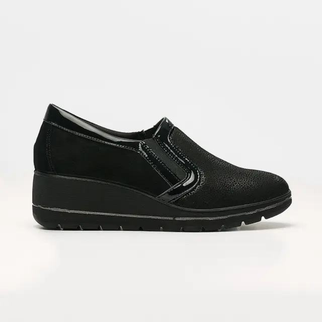 Imac Μοκασίνια-Loafers Γυναικείο δέρμα Nubuck/δέρμα λουστρίνι Μαύρο IMA/655730 SINT.PL/NERO
