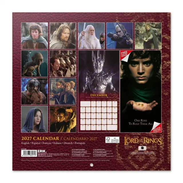 HMEΡΟΛΟΓΙΟ ΤΟΙΧΟΥ THE LORD OF THE RINGS 2027 30X30 CALENDAR CP27018 2