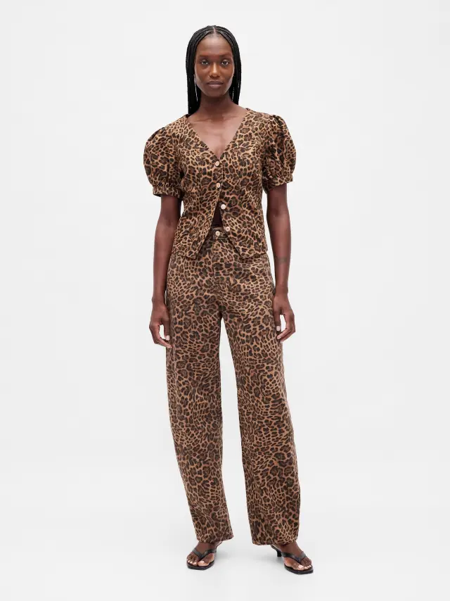 High Rise Barrel Τζιν Παντελόνι Leopard brown - 33REG