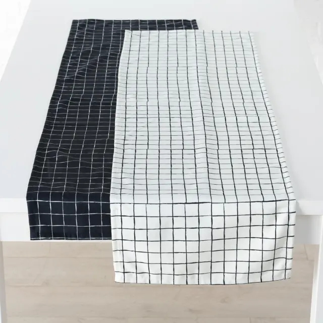 Τραβέρσα Λευκό/Μαύρο 100% Polyester 140x40cm Σε 2 Χρώματα