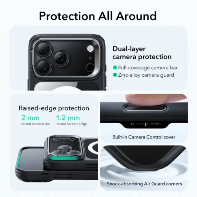 Esr Classic Hybrid Kickstand Magsafe Iphone 17 Pro Max Clear/black 2