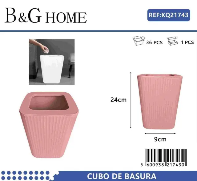 Κάδος απορριμμάτων μπάνιου πλαστικός - Pink - 21743 2