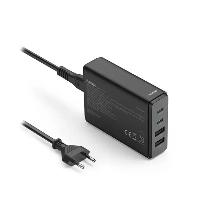 Hama Φορτιστής GaN 65W PD / QC 2x USB-C 2x USB-A Black (201979)