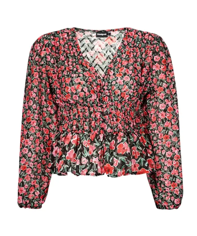Desigual - Γυναικεία Μπλούζα Πουκάμισο Zoé 24SWBW17-2000 Μαύρο/Ροζ