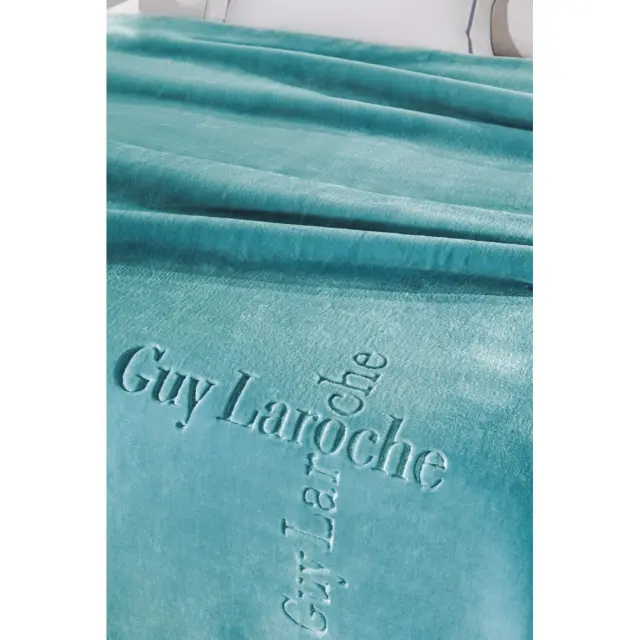 Κουβέρτα Βελουτέ Υπέρδιπλη Guy Laroche Logo Petrol 220x240 3