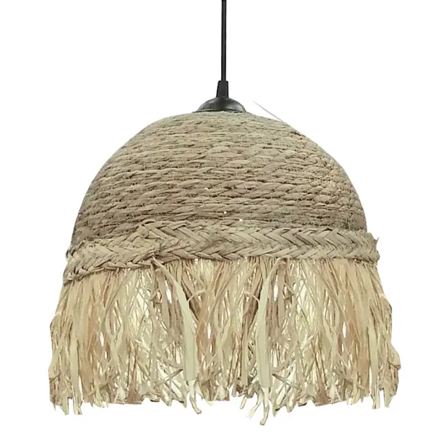 Φωτιστικό οροφής από σχοινi με κρόσσια raffia 40x23cm Zaros 26005 YT106