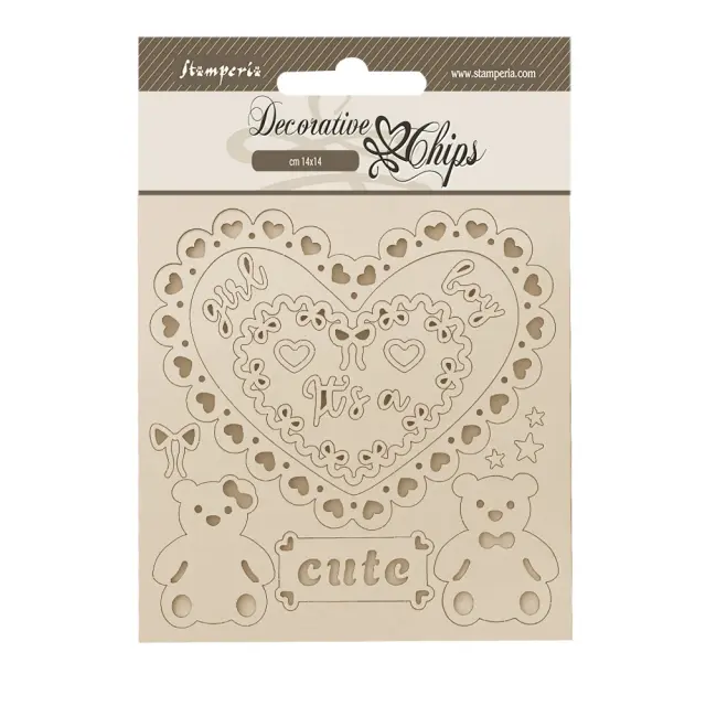 Chipboard Stamperia 14x14cm, Baby, Αρκουδάκια
