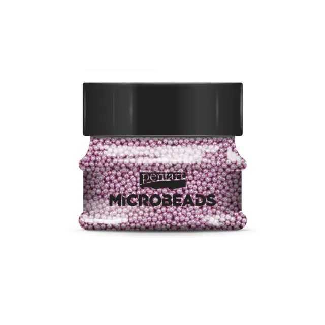 Χάντρες γυάλινες μικρές (Glass microbeads) Pentart 0,8-1mm 40gr, Ροζ