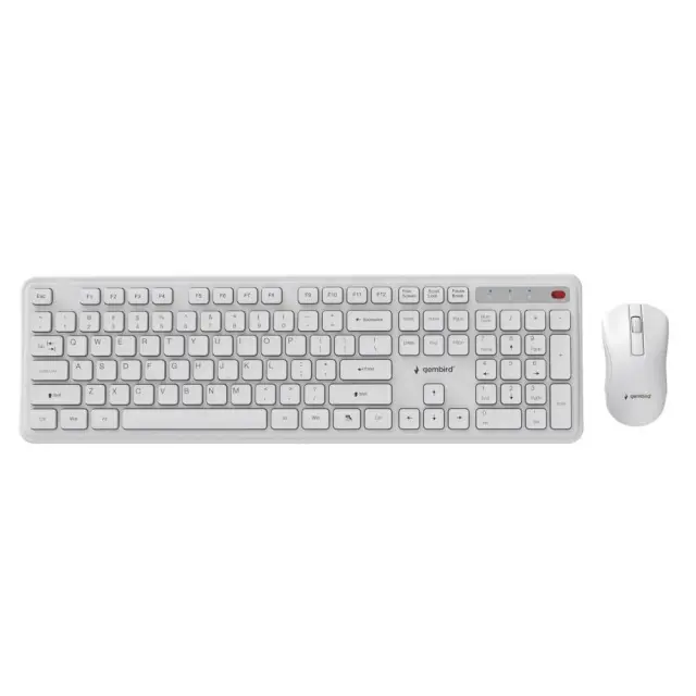 Gembird KBS-WPS-01 Slim Pro Business wireless desktop set, white, US layout