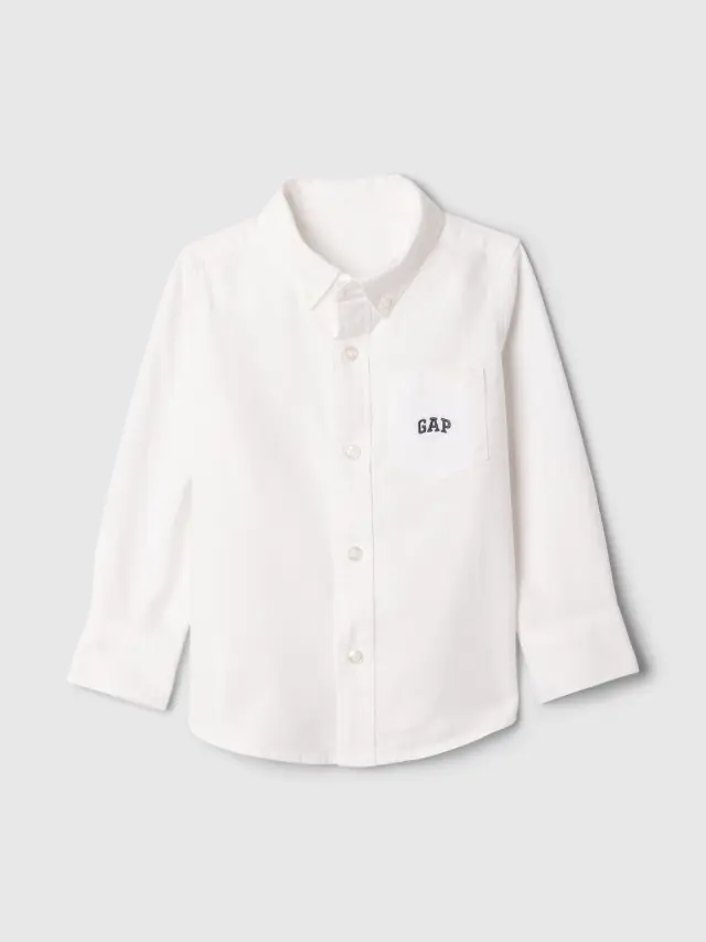 Άσπρο babyGap Logo Oxford Πουκάμισο WHITE V2 GLOBAL