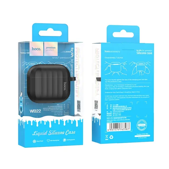 Θήκη Hoco WB22 Glory Series Silicone Protective Case Μαύρο για AirPods 2021 (3ης γενιάς) με Γάντζο 2