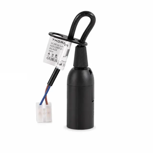 Screw Lamp Holder E14 Black (3-Pack Blister)