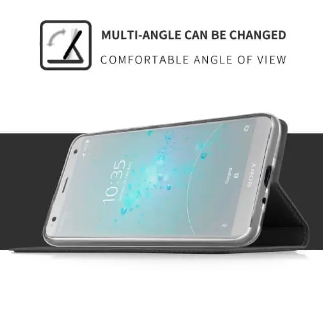 Θήκη Book με Δυνατότητα Υποδοχής Kαρτών & Stand για Sony Xperia XZ2 Compact Black 2