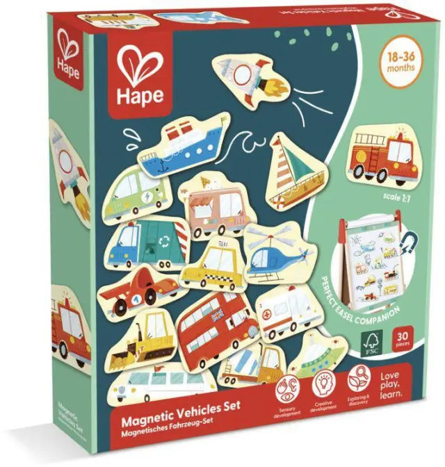 Hape Early Explorer Ξύλινο Magnetic Vehicles Set
