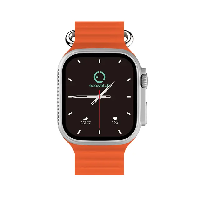 Smartwatch Maxcom Ecowatch 2 1.95” 230mAh IP67 με Δυνατότητα Κλήσεων με Ασημί και Πορτοκαλί Λουράκια 2