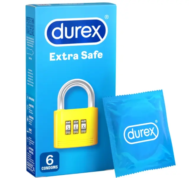 Durex Extra Safe Προφυλακτικά με ελαφρώς παχύτερα τοιχώματα για απόλυτη ασφάλεια, 6 τμχ 2