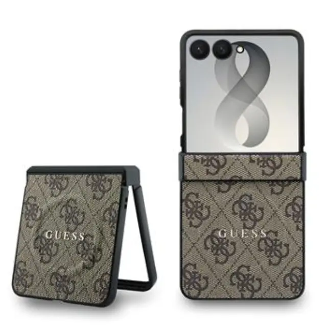 Guess PU Leather 4G Magnetic Case for Samsung Galaxy Z Flip 8 Brown