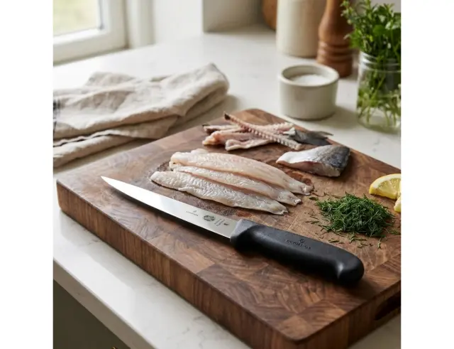 Μαχαίρι φιλεταρίσματος Victorinox Fibrox με εύκαμπτη λάμα και μήκος λεπίδας 18cm - Black5.3703.18