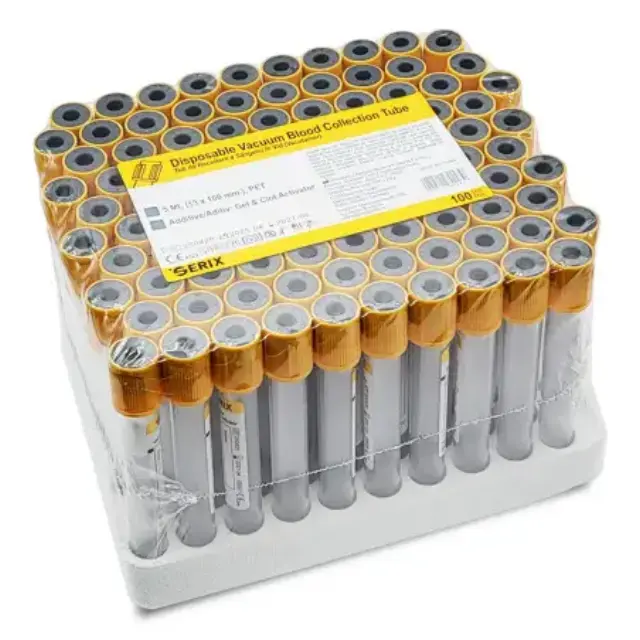 Vacutainer Βιοχημικών – Clot Activator + Gel, Κίτρινο Πώμα, PET, Serix (100 τεμ.) 6ml 2