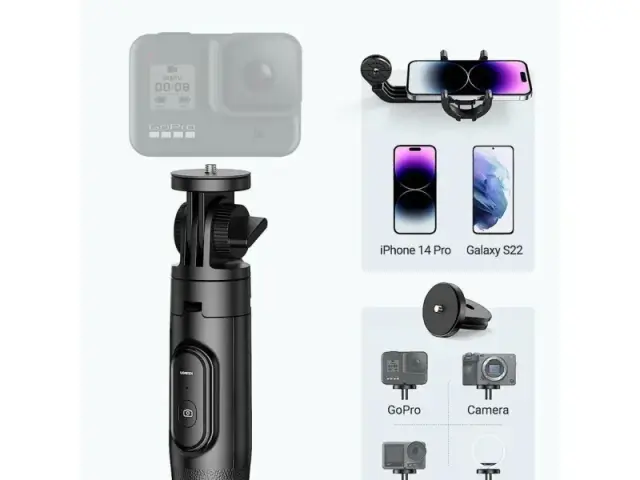 Selfie stick / τηλεσκοπικό κοντάρι με βάση και τηλεχειριστήριο Bluetooth 1,5m Ugreen LP586 - μαύρο 2