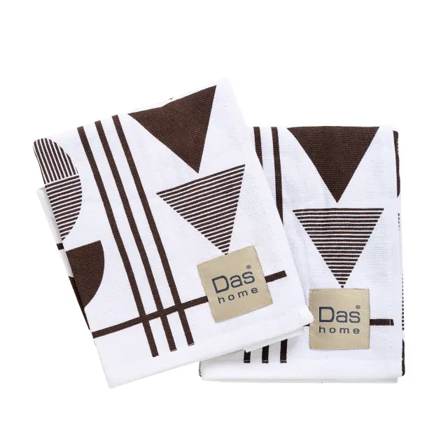 Πετσέτες Κουζίνας Σετ 2 Τεμ 40x60 Das Home 0740 White-Grey 100% βαμβακερό