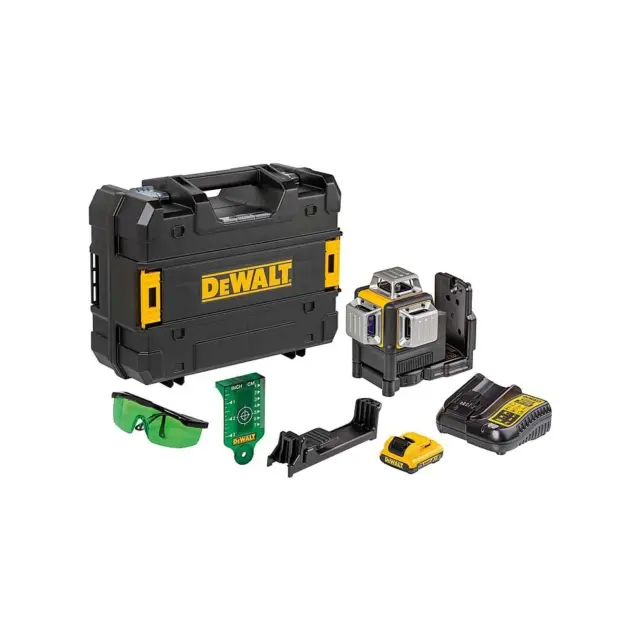 DeWalt DCE089D1G - Αυτορρυθμιζόμενο Λέιζερ Σταυρού-Γραμμής, 3x360° με 1 Μπαταρία 2.0Ah (1x 2.0Ah) + Φορτιστή σε Βαλίτσα Μεταφοράς