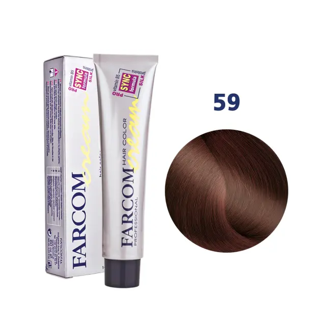 FARCOM Μόνιμη Κρέμα Βαφή 60ml 59 ΚΑΣΤΑΝΟ ΑΝΟΙΧΤΟ ΚΟΚΚΙΝΟ ΧΑΛΚΙΝΟ ΧΡΥΣΑΦΙ