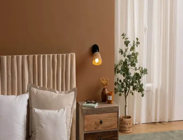 Επιτοίχιο Φωτιστικό ρεύματος Myha Atmosphera με λαμπτήρα Ε27 και διαστάσεις 28x15x19.5cm - Kαφέ 205971 2