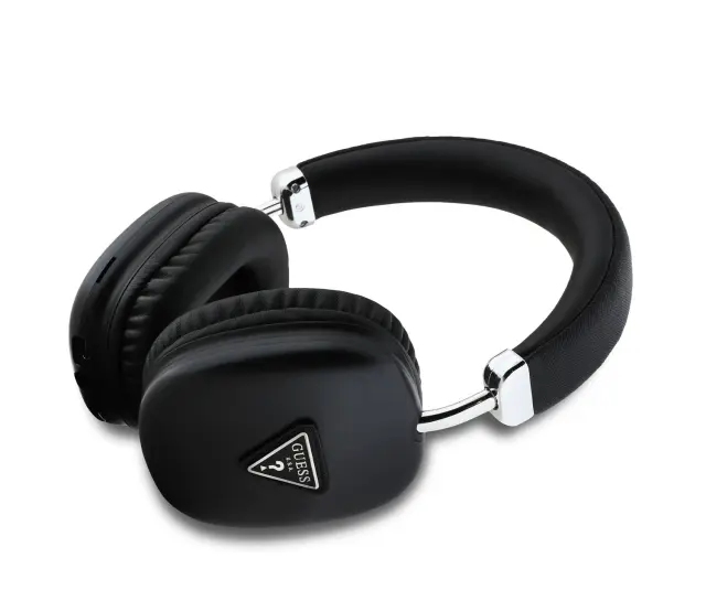 Guess Saffiano PU Leather Triangle Logo Wireless Headphone Black 2