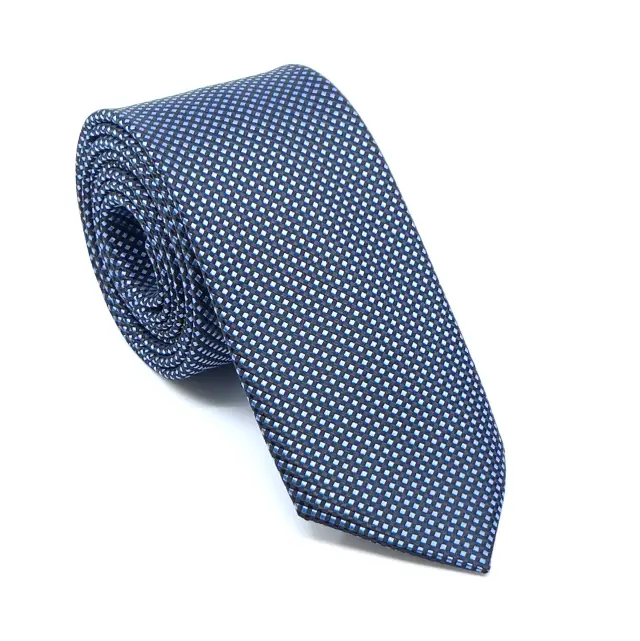 Γραβάτα Microfiber σε Μπλε Μοτίβο Σετ με Μαντηλάκι