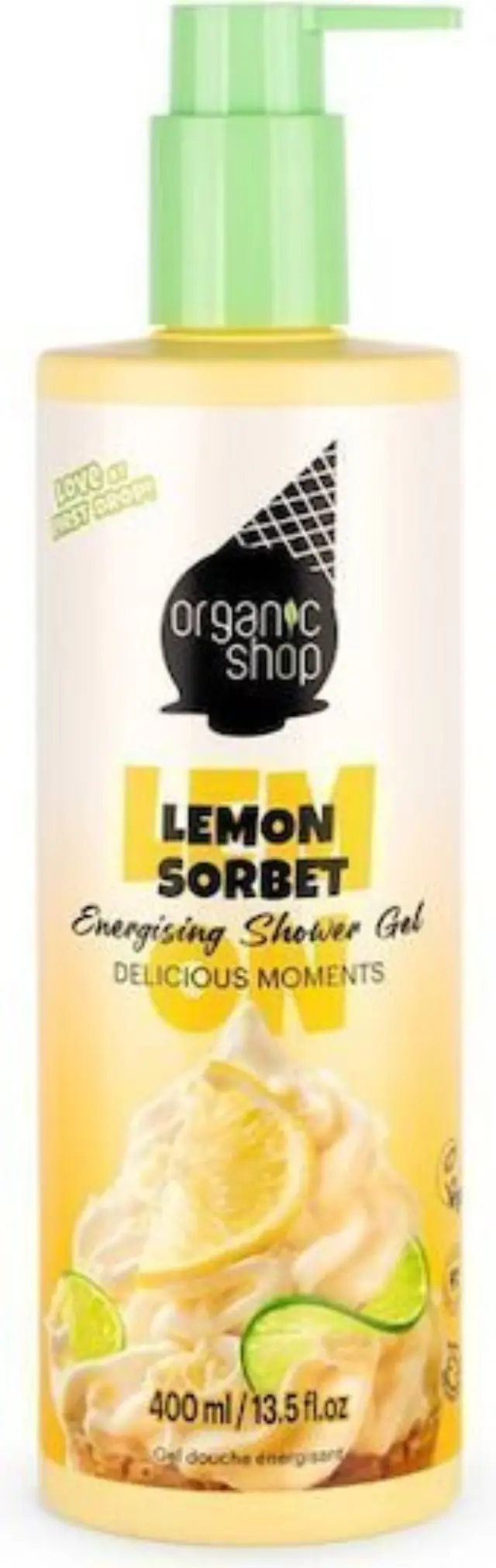 Organic Shop Ice Cream Lemon Sorbet Αφρόλουτρο για Αναζωογόνηση με Εκχύλισμα Λεμονιού 400ml