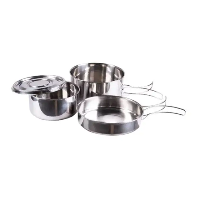 Mil-Tec Cook Set Stainless Steel-Σετ Μαγειρικής από Ανοξείδωτο Ατσάλι - 02-Silver- Ασημί
