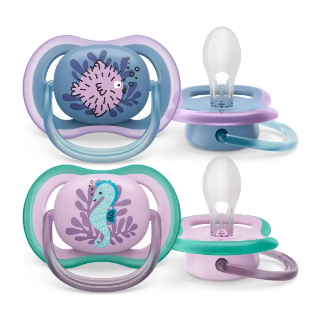 Philips Avent Ultra Air Mixed Ανάμεικτα Σχέδια 6-18m Ορθοδοντική Πιπίλα Σιλικόνης με Θήκη Αποστείρωσης, 2τμχ