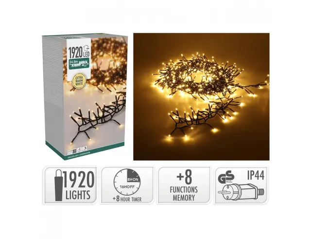 1920 Φωτάκια LED - 24.9 Μέτρα + 3 Μέτρα σύνδεσης, Μαύρο καλώδιο - 'Εξτρα θερμό λευκό AX9560370 2