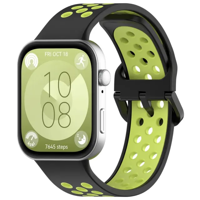 Breathable Λουράκι για Huawei Watch Fit 3/4/4 Pro/5/5 Pro-Black/Lime OEM