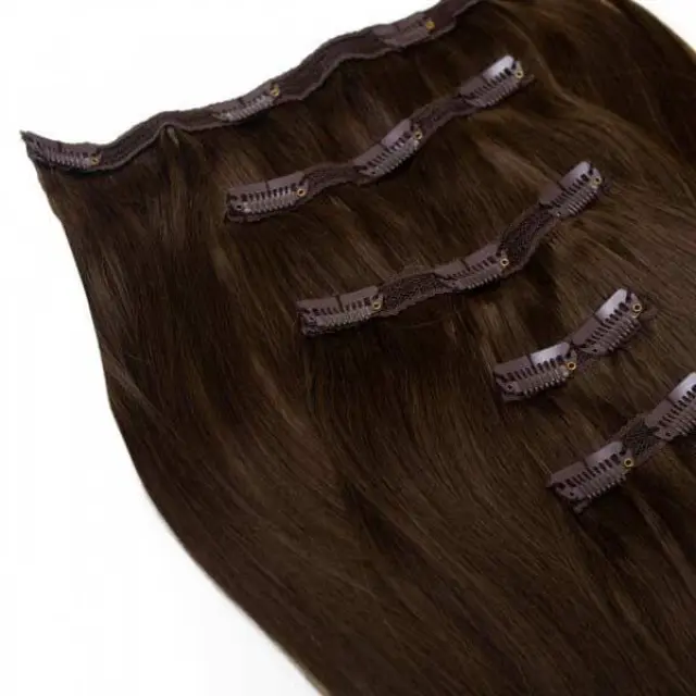 SEAMLESS1 HAIR EXTENSIONS ΤΡΕΣΑ ΜΕ ΚΛΙΠ 5 ΚΟΜΜΑΤΙΑ ESPRESSO 55ΕΚ 2