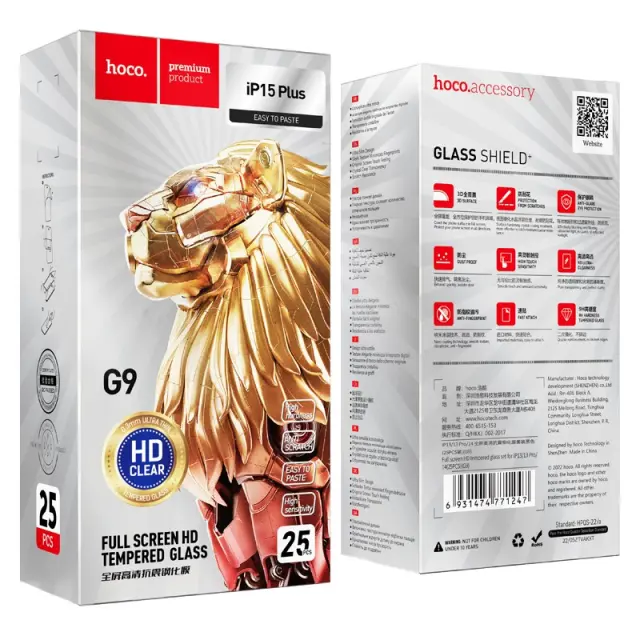 Tempered Glass Hoco G9 Full Screen HD για Apple iPhone 16 Plus 15 Plus Σετ 25τεμ. 2
