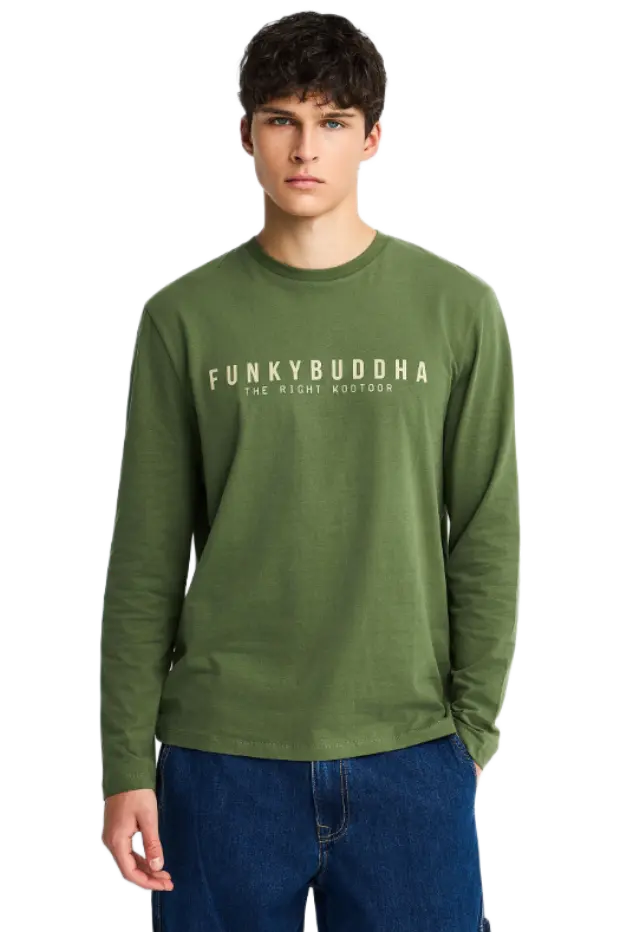 FunkyBuddha ανδρική μονόχρωμη μπλούζα με λογότυπο FBM014-002-07-5