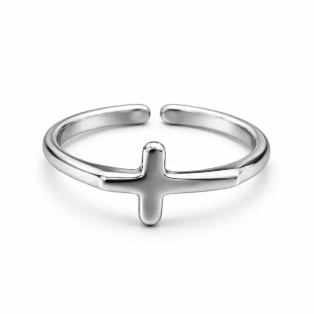 Ghetto silver simple cross ring