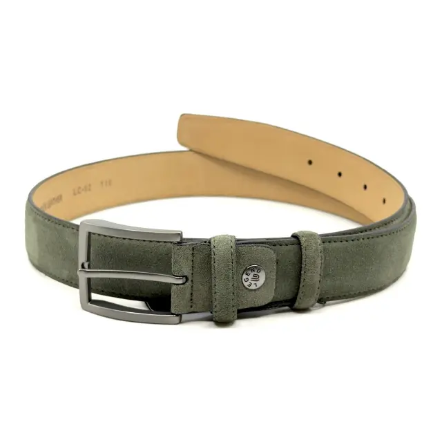 Πράσινη Δερμάτινη Ζώνη Nubuck Suede 3,5 cm - 110cm