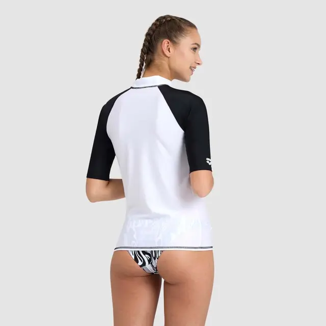 Arena Women's Shortsleeve Graphic Essence UV Protection Rash Vest Tee Άσπρο - Μαύρο 006290-150 (Arena) 2