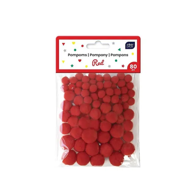 Interdruk Pompoms Κόκκινα 80 τεμ. (376596)