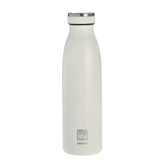 Ecolife® - Μεταλλικό Μπουκάλι Θερμός 500ml- White Slim (33-BO-3039).