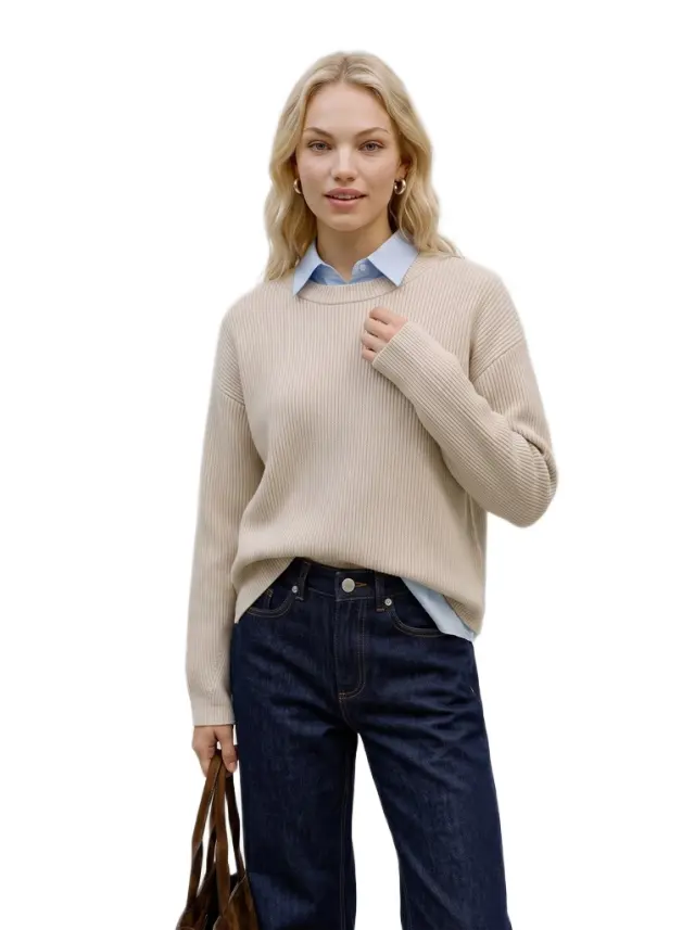 Vero Moda γυναικείο πλεκτό μονόχρωμο ριμπ πουλόβερ VMGOLD 10347043-1