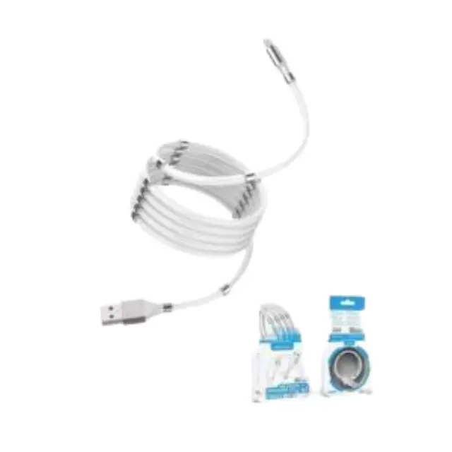 Newtop CU23 Flat USB 2.0 to micro USB Cable 100CM Με μαγνήτη Άσπρο