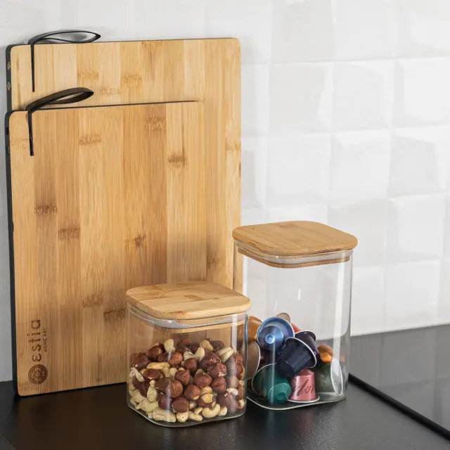 Δοχείο Αποθήκευσης Essentials Γυάλινο Με Καπάκι 950ml Bamboo Estia 01-12939 3