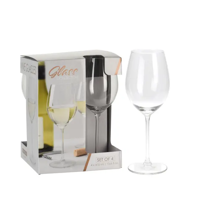 Ποτήρι Κρασιού 410ml Διάφανο Γυαλί Φ65x220mm Σετ 4Τμχ